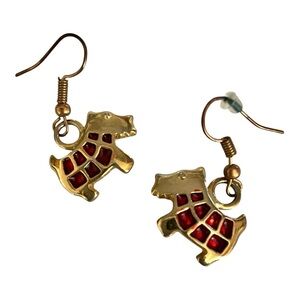 SJ Bailey Co Sophisticated Whimsical Scottie Dog Gold-Tone Earrings, Red Detail.